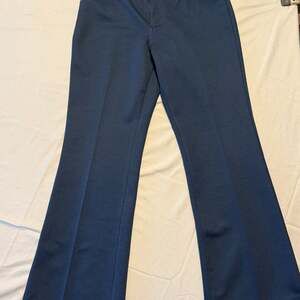 Vintage 70s Farah Navy Polyester Leisure Slacks Bell Bottom Pants